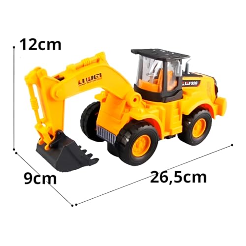 Brinquedo Trator Escavadeira Com Luz Miniatura Infantil (Amarelo)