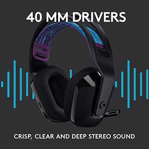 Logitech G535 Lightspeed Wireless Gaming Headset - Black | Lightweight, on-ear design, flip-to-mute microphone, USB rechargeable battery - image 9