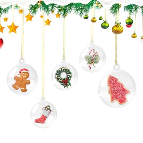 XHYASD 40 Piezas Bolas Navidad Transparentes, Ø4 cm, Ø6 cm, Ø8 cm Bola Transparente Rellenables, para Decoraciones de Navidad, Bodas y Fiestas