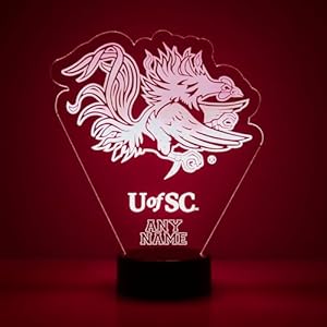 Mirror Magic Store College Mascot LED Lamp/Night Light for Sports Fans – Personalize for Free (South Carolina)