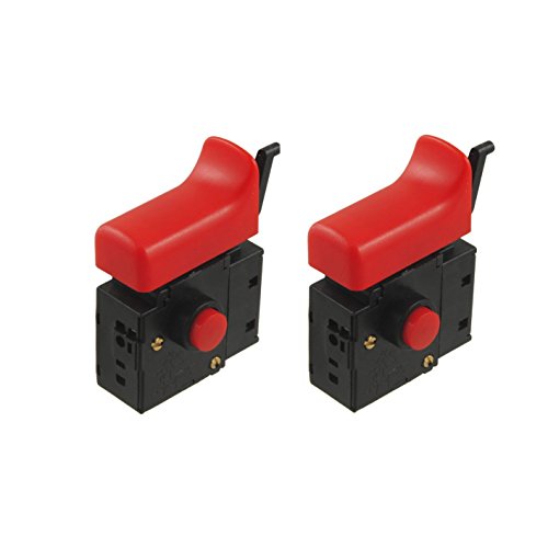 LDEXIN 2pcs FA2-6/1BEK Lock on Trigger Switch Electric Hand Drill Speed Control Push Button Switch Power Tool Replacement Parts AC 250V 6A 5E4 Red