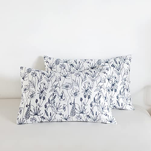 Susybao SZJRQC2020091702 100% Cotton Pillowcases Queen Size Set Of 2 Vintage Flowers Print Bed Pillow Covers Envelope Closure End Floral Pillow Encasement Luxury Quality Soft Comfortable Durable  thumb #2