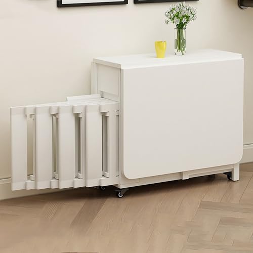 Table Pliante Cuisine Rabattable Avec 4 Chaises, Table À Manger Pliable Bois, Console Extensible, Table À Manger Extensible Pour Petit Espace, Design...