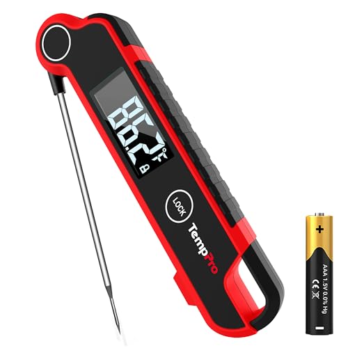 TempPro TP620 Instant Read Meat Thermometer Digital, Cooking Thermometer with Large Auto-Rotating LCD Display, Waterproof Food Thermometer Digital for Kitchen, BBQ, or Grill (Previously ThermoPro)