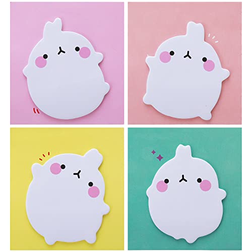 cobee Lindas notas autoadhesivas de animales, Paquete de 8 notas adhesivas de conejo Kawaii bloc de notas de dibujos animados marcadores banderas estudiantes hogar oficina,160 hojas