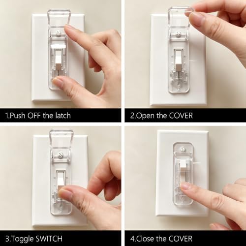 2 Pack Light Switch Guard Covers, Wall Switch Guard Child Proof Cover to Prevent Turning Off or On (2, White) - 3