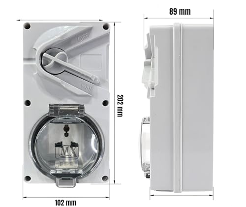 Image of MX IP66 Waterproof Outdoor Socket Box with Isolation Switch | 250V 13A Universal Socket | Dustproof Weatherproof 2 Module Modular Wall Box | for Garden, Patio & Outdoor Use