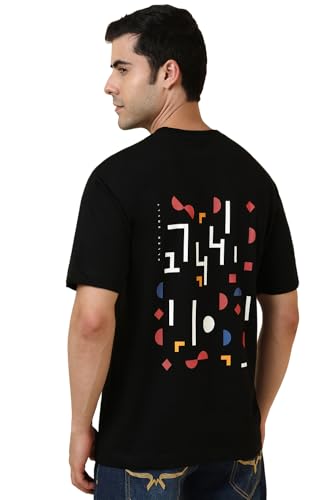 Image of Allen Solly Men's Cotton T-Shirt | Drop Shoulder | Back Print | Regular Fit | Casual Streetwear Style