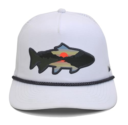 Image of Paramount Outdoors Sunset Trout Fishing Hat Mountain Fish Silhouette Performance Outdoor Hat with Comfort Snapback