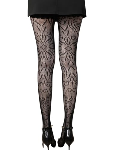 Image of Mrotrida Women's Fire Patterned Fishnet Tights Sexy Elastic Blaze Pantyhose Leggings Fire Mesh Stockings