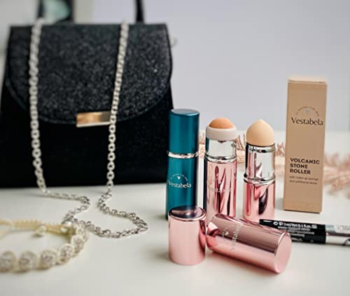 VESTABELA 2in1 Mattierender Vulkanstein Roller mit Ersatzstein und Makeup-Schwamm | Ölabsorbierender Gesichtsroller… - Image 6