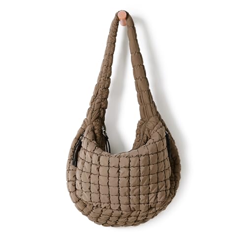Image of ODODOS Quilted Carryall Tote Bag for Women Crossbody Hobo Lightweight Padding Shoulder Bag
