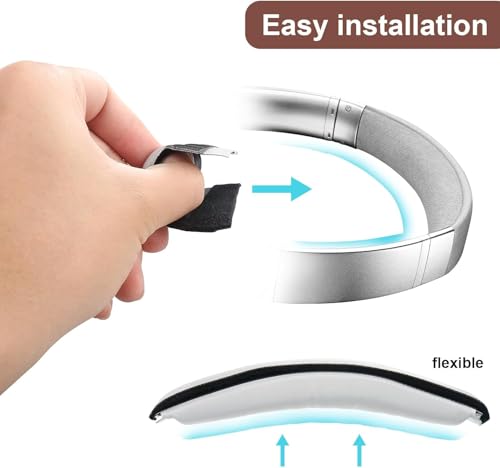 Almohadilla de reemplazo para diadema QC35, compatible con auriculares Bose QuietComfort QC35 y QC35 II, cuero sintético suave y acabado plateado en la parte superior de la diadema miniatura 3