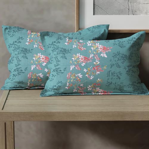 Image of Cloth Fusion Cotton Feel Pillow Covers Set of 2 with Envelope Closure (17X27 Inches, Botanical Night)
