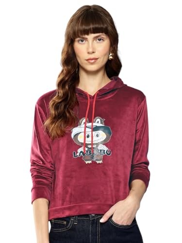 Image of Aarika Womens Winter Wear Green Colour Printed Velvet Hoodie