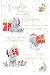 Me To You Tatty Teddy Beautiful Daughter Christmas Card With Paper Insert, Tatty Teddy With Gift 6x9ins - Official Collection