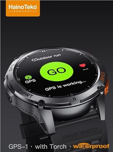 HainoTeko GPS1 Waterproof Smart Watch With GPS AMOLED Display in-Buit Torch and 3 Pair Strap Designed For Gents and Boys
