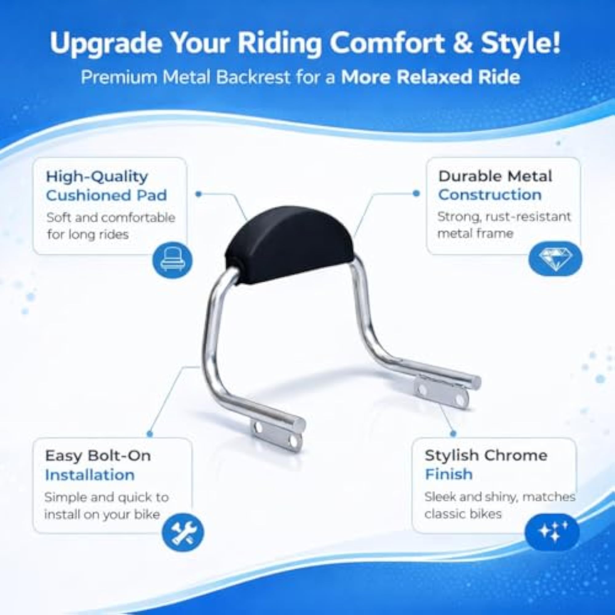 Bike Back Rest Seat Handle with Cushion