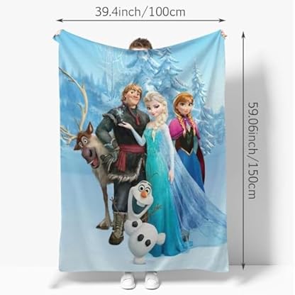 Frozen Kuscheldecke Cartoon Frozen Decke Flauschig 3D Anime Kuscheldecke für Couch Blanket, Übergroße Warme Super Weiche Decke Schlafdecke Sofadecke Reisedecke 150x100cm – Bild 3