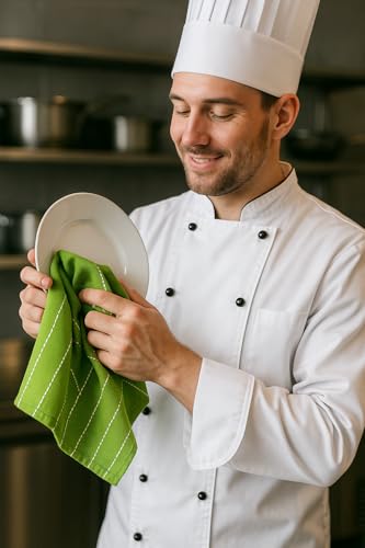 Image of Cotton Kitchen Hand and Lunch Towels - Solid Colors, Super Absorbent, 100% Cotton, Quick Dry, Multipurpose Dish Cloths for Home & Restaurant Use (Pack of 4, 18 X 24 Inches) (F.Green)
