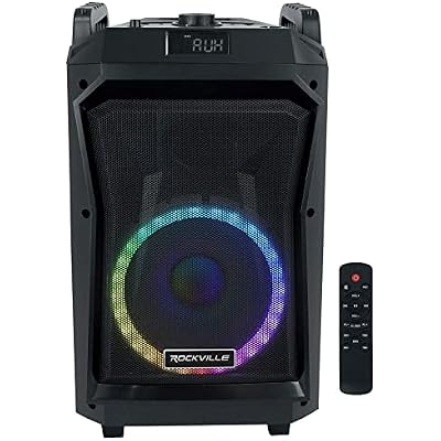 Rockville ROCKNGO 800 10 Portable Bluetooth Speaker, LED Lights, Wheels, Mic Priority, for Parties and Outdoor Events