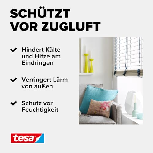 tesa INSULATION Dichtungsband S - PE-Schaumstoffdichtung zum Isolieren von Spalten im Haushalt, selbstklebend - Weiß - 6 m x 9 mm x 4 mm