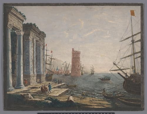 Tableau Toile Vue d'un Port 60x90cm avec Navires pour Décoration Murale Salon
