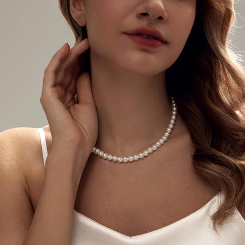 Image of Zeffy Pearl Necklace 4MM /6MM /8MM Dainty Round Imitation Pearl Choker Necklace Wedding Pearl Necklace Delicate Jewelry for Women Simple Bridesmaid Jewelry Gifts