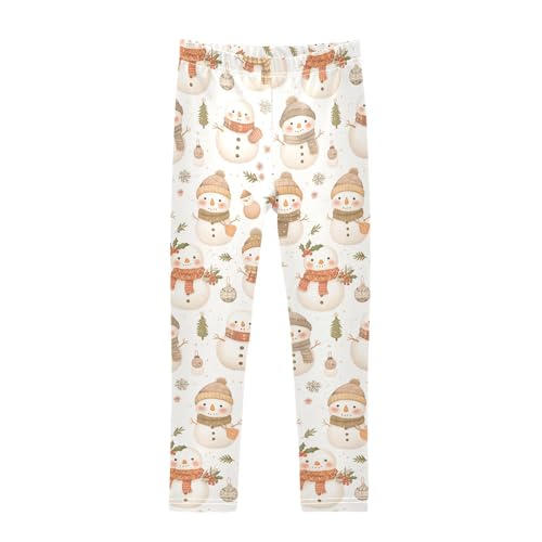 KLL Christmas Cute Snowmen Little Girls Athletic Leggings Stretch Full Length Pants Sports