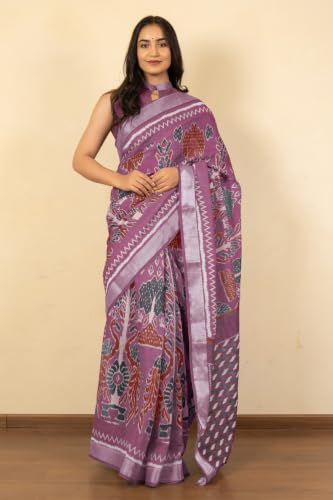 Image of MIRCHI FASHION Saree for Woman Cotton Blend Printed | Traditional Ethnic Sari for Ceremonial Use and Farewell with Blouse Piece
