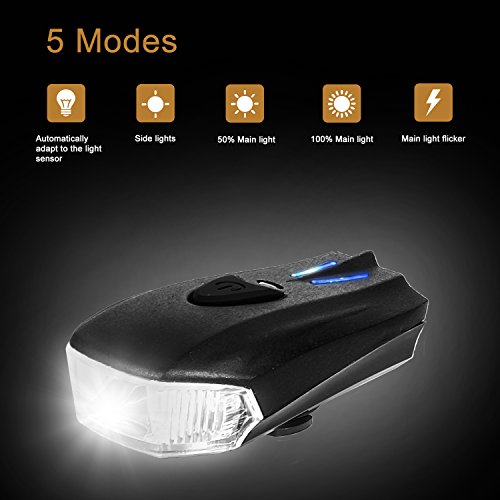 AMANKA Lumiere Velo Ensemble, Eclairage Velo a LED Puissant Kit Rechargeable eclairage velo Avant et Arrière 5 Modes de Luminosité IPX6 étanche pour VTT, VTC - Image 4
