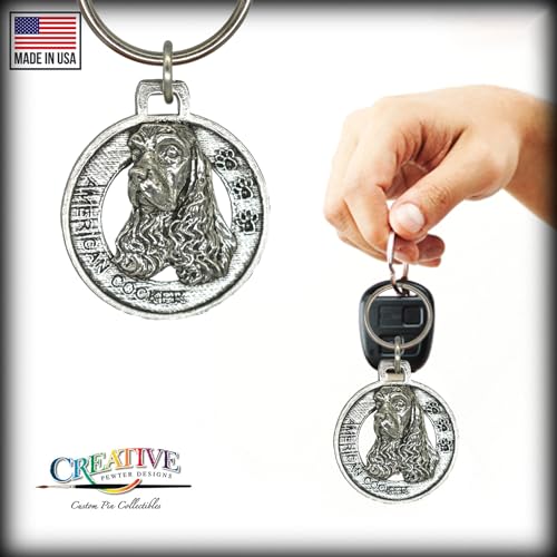 American Cocker Spaniel Keychain, Pewter, D008KC, 1 1/2”, 100% Handmade in the USA, Dog, Pet, Tag, Metal, Keychain, Key Chain, Key Ring, Key Fob, Gift, Over 90 Dog Keychains3