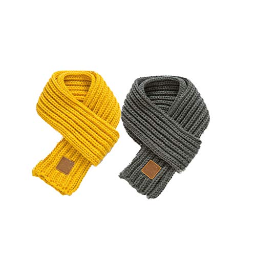 Cntqiang Winter Kids Warm Scarves for Boys Girls Toddler Soft Knit Shawl Scarf Neck Warmer In Cold Weather 2Pcs (E)