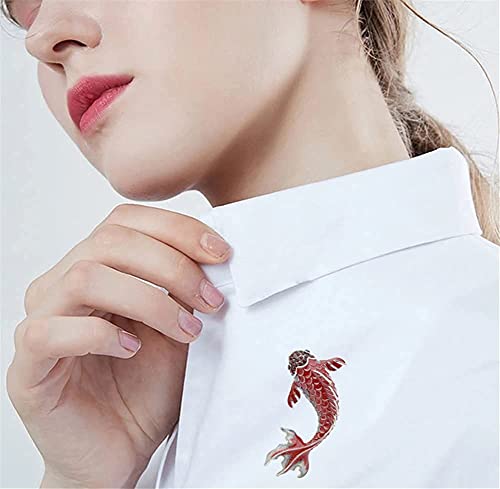 Image of Big Red Carp Fish Brooches For Women Metal Rhinestone Fish Animal Brooch Pin Badges for Clothing Bags Backpacks Jackets Mom's Gifts Remembrance Gift Women Men Fashion Jewellery