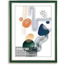 euwazram Suede 24x32 Frame - Single Frame, Christmas Elegant Green 24 x 32 Poster Frame with Mat for 20x28, 24x32 Picture Frames for Artwork, Puzzles, Photos and Movie Posters