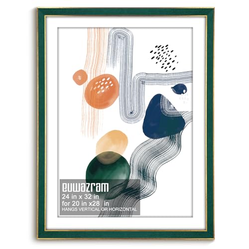 Suede 24x32 Frame - Single Frame, Christmas Elegant Green 24 x 32 Poster Frame with Mat for 20x28, 24x32 Picture Frames for Artwork, Puzzles, Photos and Movie Posters
