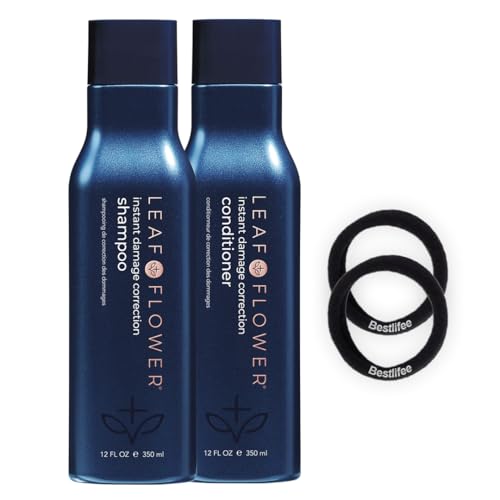 Leaf & Flower Instant Damage Correction Shampoo & Conditioner 12 oz Duo Blue | Bestlifee Black Hair Ties |