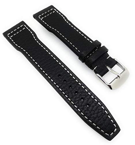 Rios Typhoon bracelet montre cuir buffle noir 21 mm résistant à l'usure quotidienne