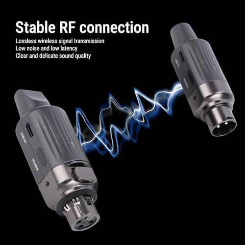 Jectse Sistema de Micrófono Inalámbrico, 7 Canales UHF Transmisor y Receptor con Batería de 800mAh, para Micrófono Dinámico, Sistema de Altavoces PA miniatura 2