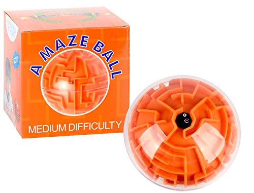 Mini 3D Magic Maze Puzzle Ball Cube Game Globe Sphere Bulk Labyrinth Toys Brain Teaser Game Learning Education Puzzle Toys Gifts (Medium Difficulty)