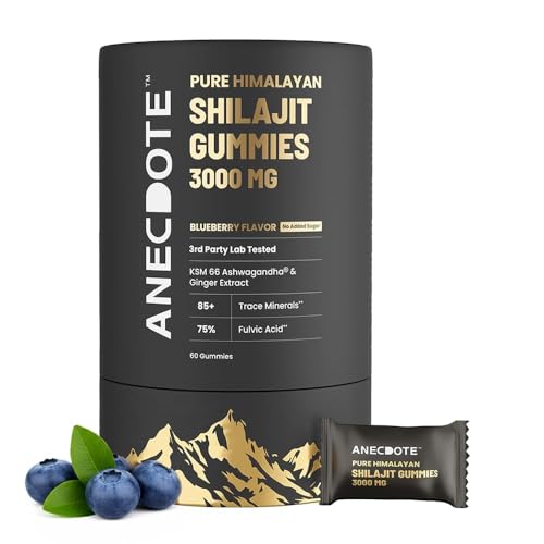 ANECDOTE Himalayan Shilajit Gummies 3000mg | Boosts Energy & Stamina | Supports Muscle Strength & Recovery | Enhances Nutrient Absorption | 75% Fulvic Acid 85+ Trace Minerals | Pack of 60
