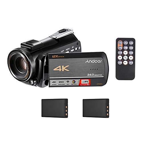 Digital Video Camera Camcorder,Andoer 4K UHD 24MP WiFi Anti-Shake Recorder DV 3.1 Inch
