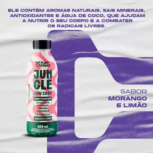 Kit 12 Isotônico Jungle Low Carb Morango e Limão Plant 500ml