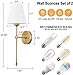Bsmathom Wall Sconces Sets of 2, Hardwired Classic Brushed Brass Sconces Wall Lighting, Bathroom Vanity Light Fixture with Fabric Shade for Bedroom Living Room Hallway Kitchen, Gold