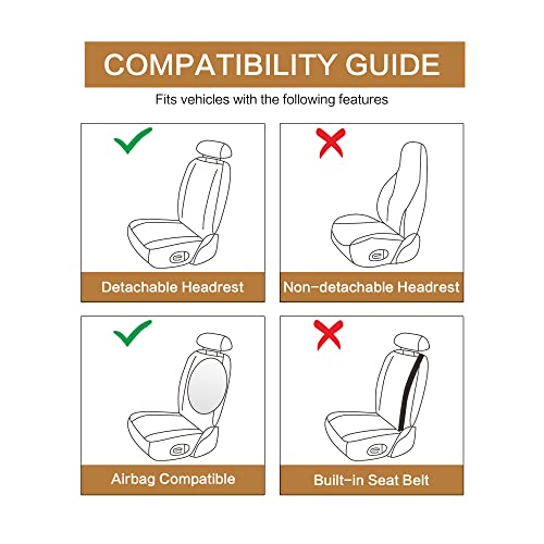Image of HAIYAOTIMES Leather Car Seat Covers Front Set, Waterproof Leatherette Automotive Vehicle Cushion Cover with Non-Slip Bottom, Universal Fit for Most Cars, sedans, Vans, SUVs, Gray