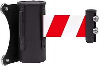 Magnetic Wall Mount Retractable Belt Barrier Fixed Barrier-2/3/5M Red White Automatic Rebound(B,2M/6.5FT)