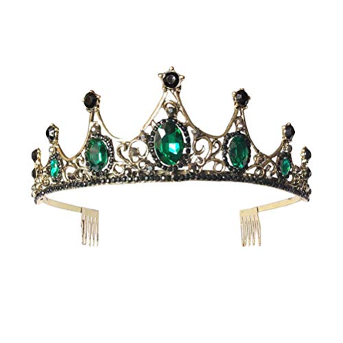 DLYGH Accessori di Abbigliamento Vintage Principessa diadema della Testa del Cerchio Strass Copricapo Crystal Crown Nuziale Copricapo Corona Copricapo Tiara for Il Partito di Cosplay di Nozze