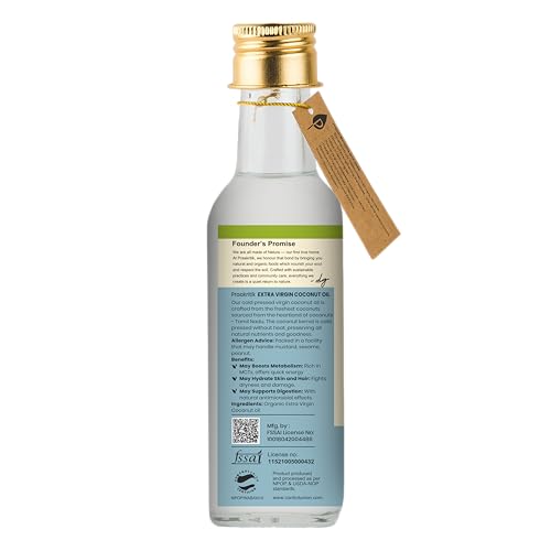 Image of Praakritik Organic Cold Pressed Extra Virgin Coconut Oil 100ml, Pure Natural & Chemical-Free,nariyal tel, Ideal for Cooking, Skin & Hair, Baby Massage