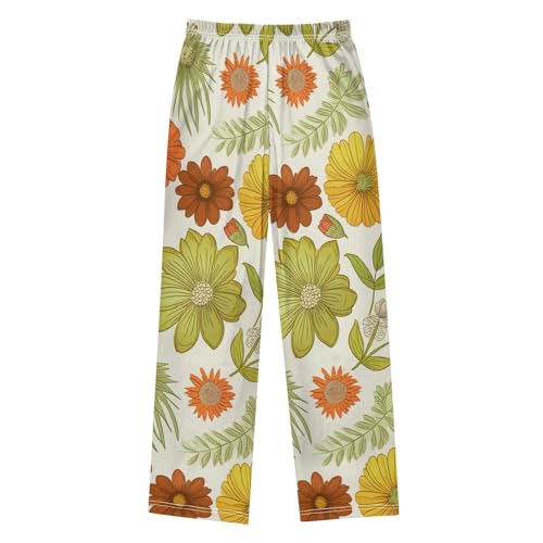 J JOYSAY Floral Blossom Foliage Cream Pajamas Pants Soft Long Pajama Bottoms Lounge Sleep Pants Size S-XL2