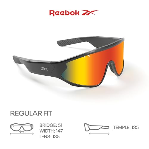 Image of Reebok Voltage Smart Audio Sunglasses, Red Mirror Polarized Lens, Unisex, HiFi Bluetooth Sport Glasses with UV Protection - Powered by Lucyd